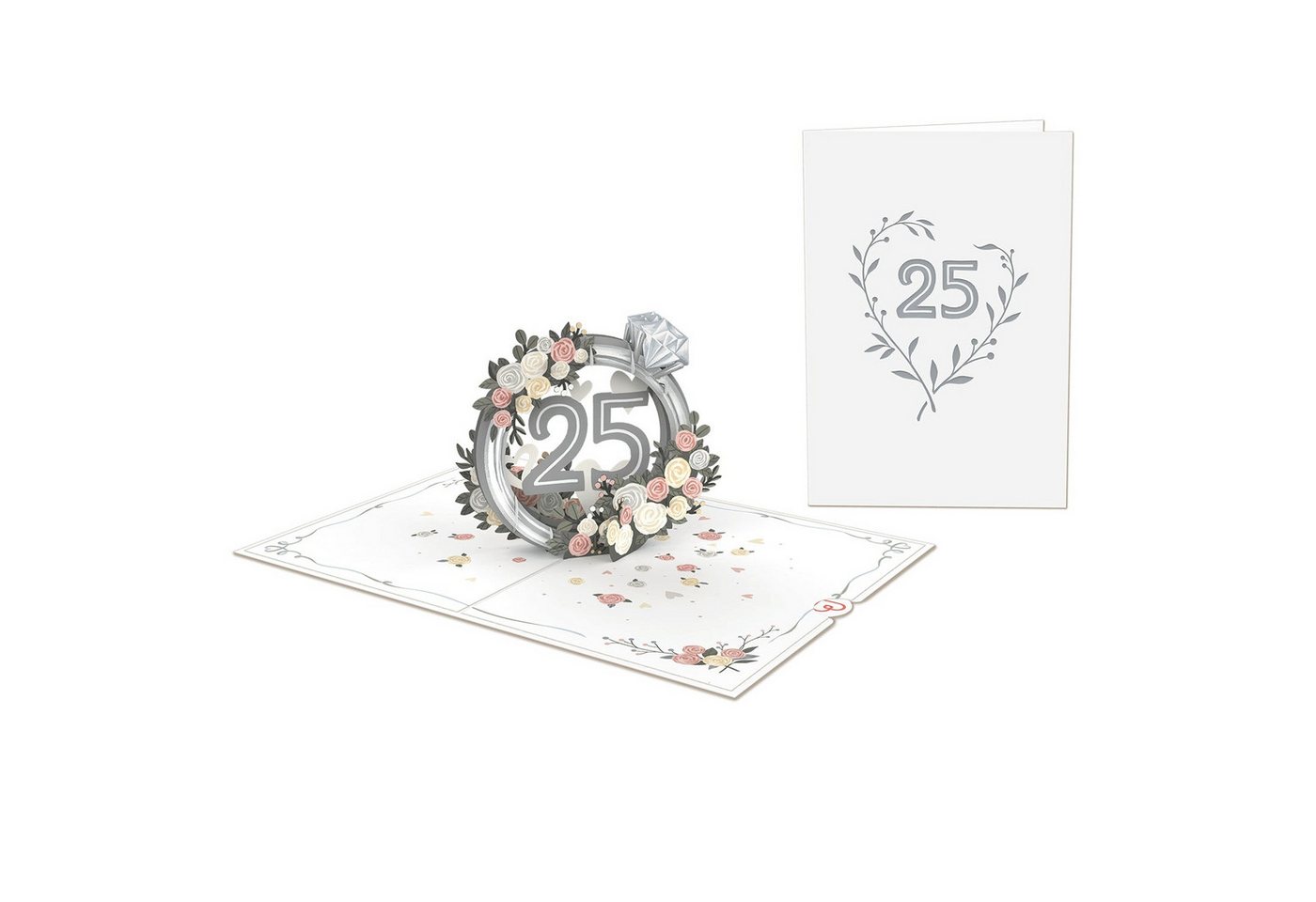 papercrush Glückwunschkarte Silberhochzeit Pop-Up Karte, 25 Jahre Hochzeitsjubiläum, Handgemacht Bild 2