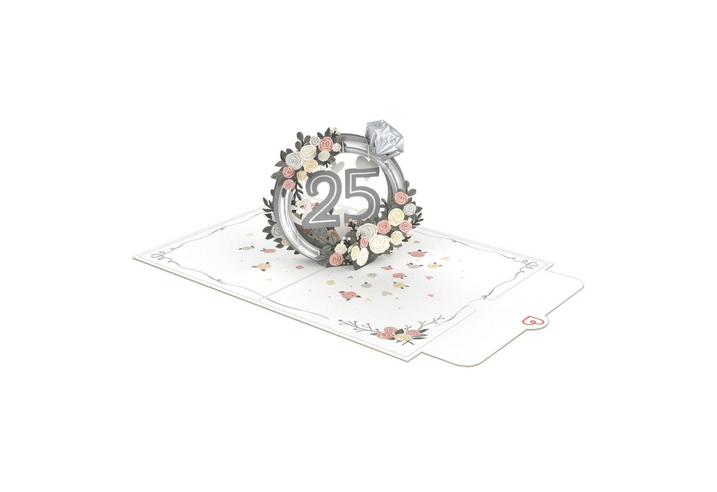 papercrush Glückwunschkarte Silberhochzeit Pop-Up Karte, 25 Jahre Hochzeitsjubiläum, Handgemacht Bild 3