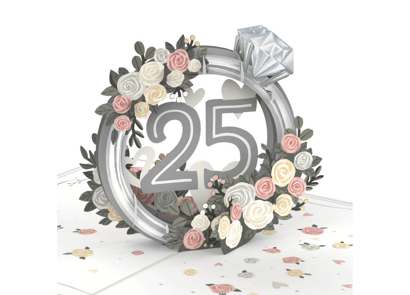 papercrush Glückwunschkarte Silberhochzeit Pop-Up Karte, 25 Jahre Hochzeitsjubiläum, Handgemacht Bild 4