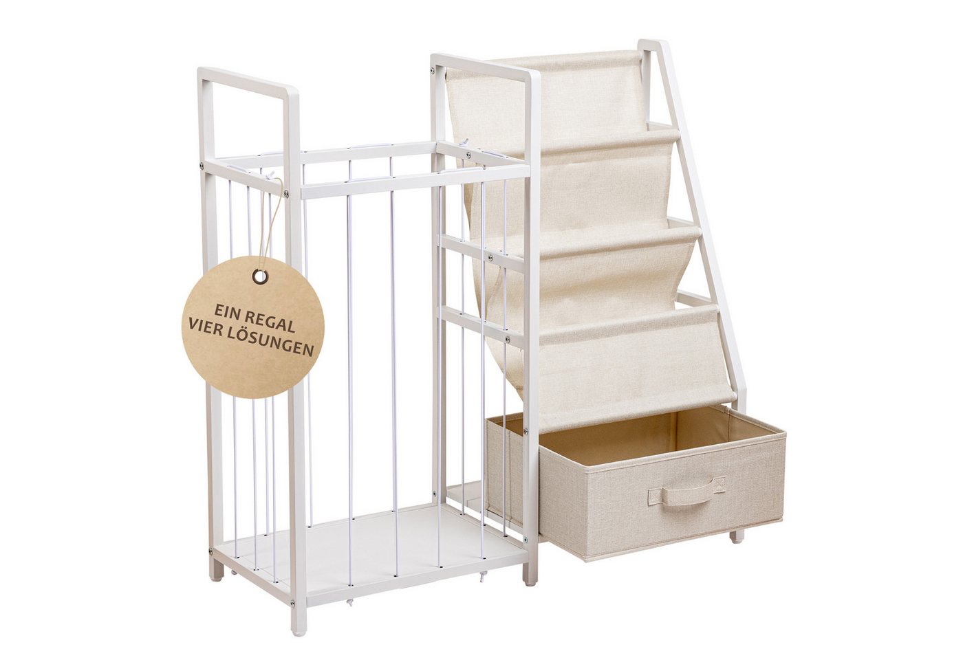 ONVAYA Kinderregal 4in1 Bücher-&Tonierregal, Kuscheltieraufbewahrung & Spielzeugorganizer, Maximale Belastbarkeit 14,5kg Bild 2