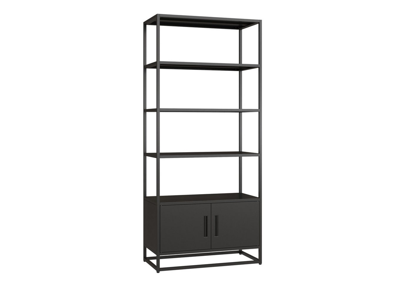 en.casa Bücherregal, »Hailuoto« 80 x 40 x 180 cm mit Unterschrank Stahl Schwarz, matt Bild 5
