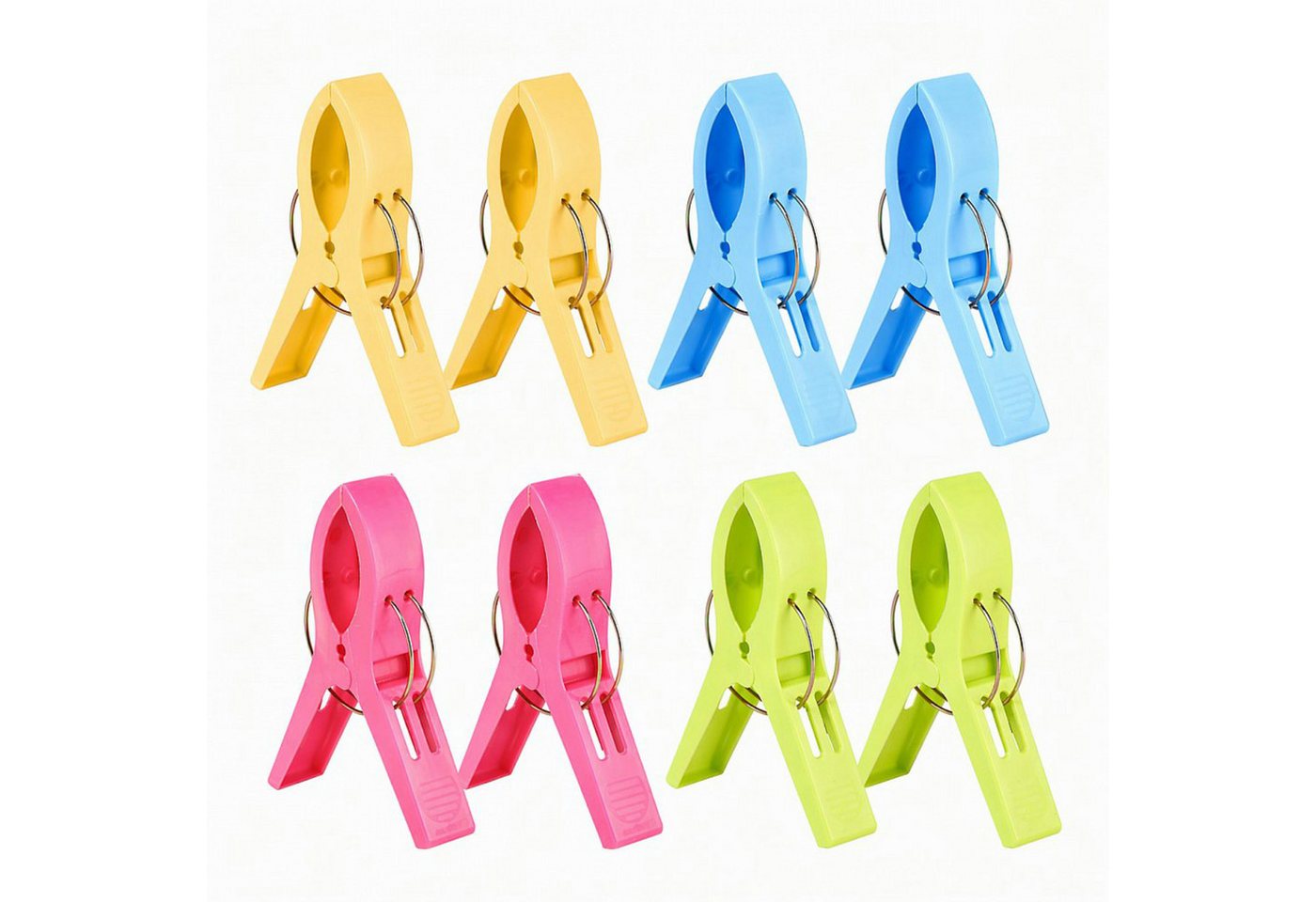 Haushalt International Sturmwäscheklammern Strandtuchklammern Handtuchklammer Bunt 12x6cm Kunststoff 8er Set, Mehrfarbig, Robust, gefedert, Urlaub, Camping