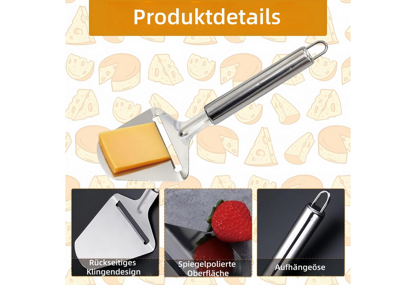 FOUORTUNATE-BEE Käsehobel 2er Set Käseschneider für weichen & harten Käse, (2-St), Käsehobel Set für gleichmäßige Scheiben Bild 2