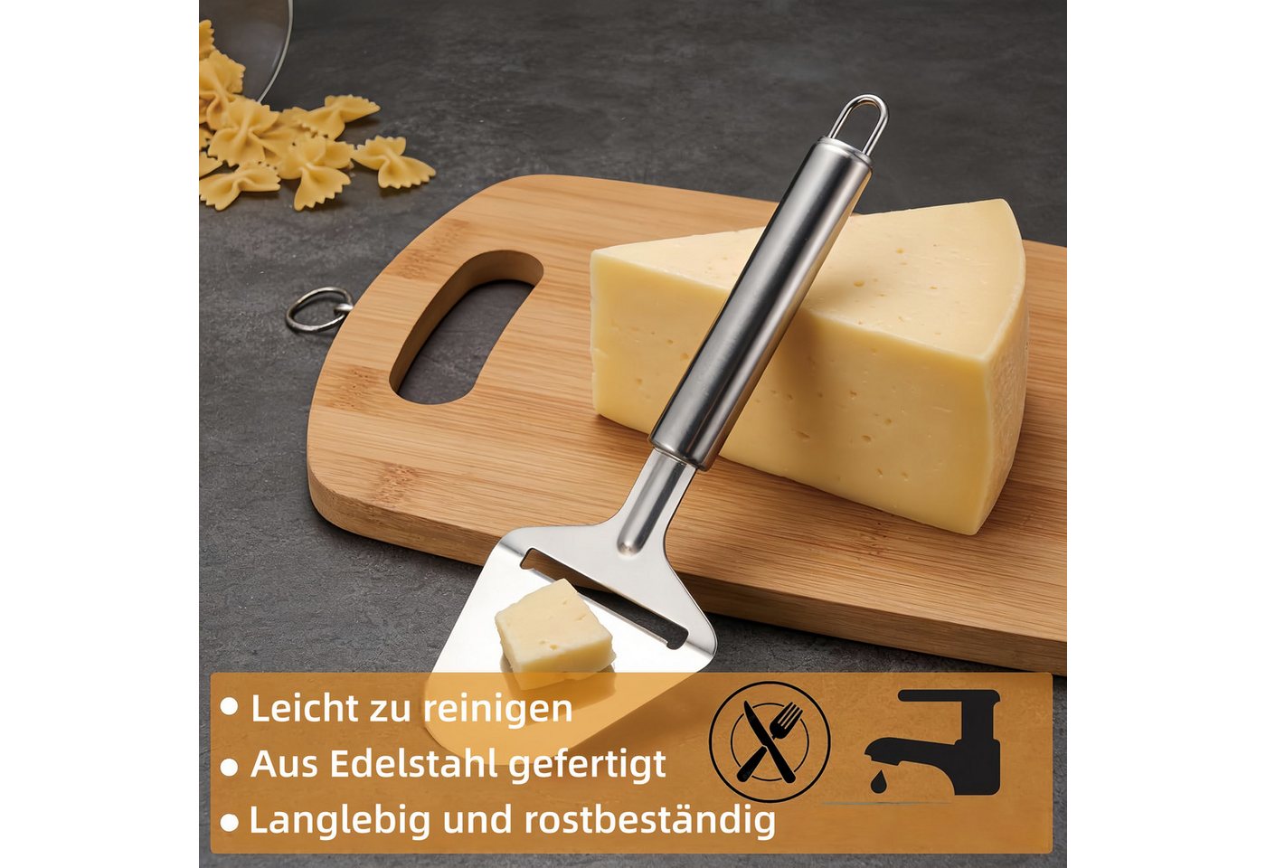 FOUORTUNATE-BEE Käsehobel 2er Set Käseschneider für weichen & harten Käse, (2-St), Käsehobel Set für gleichmäßige Scheiben Bild 5