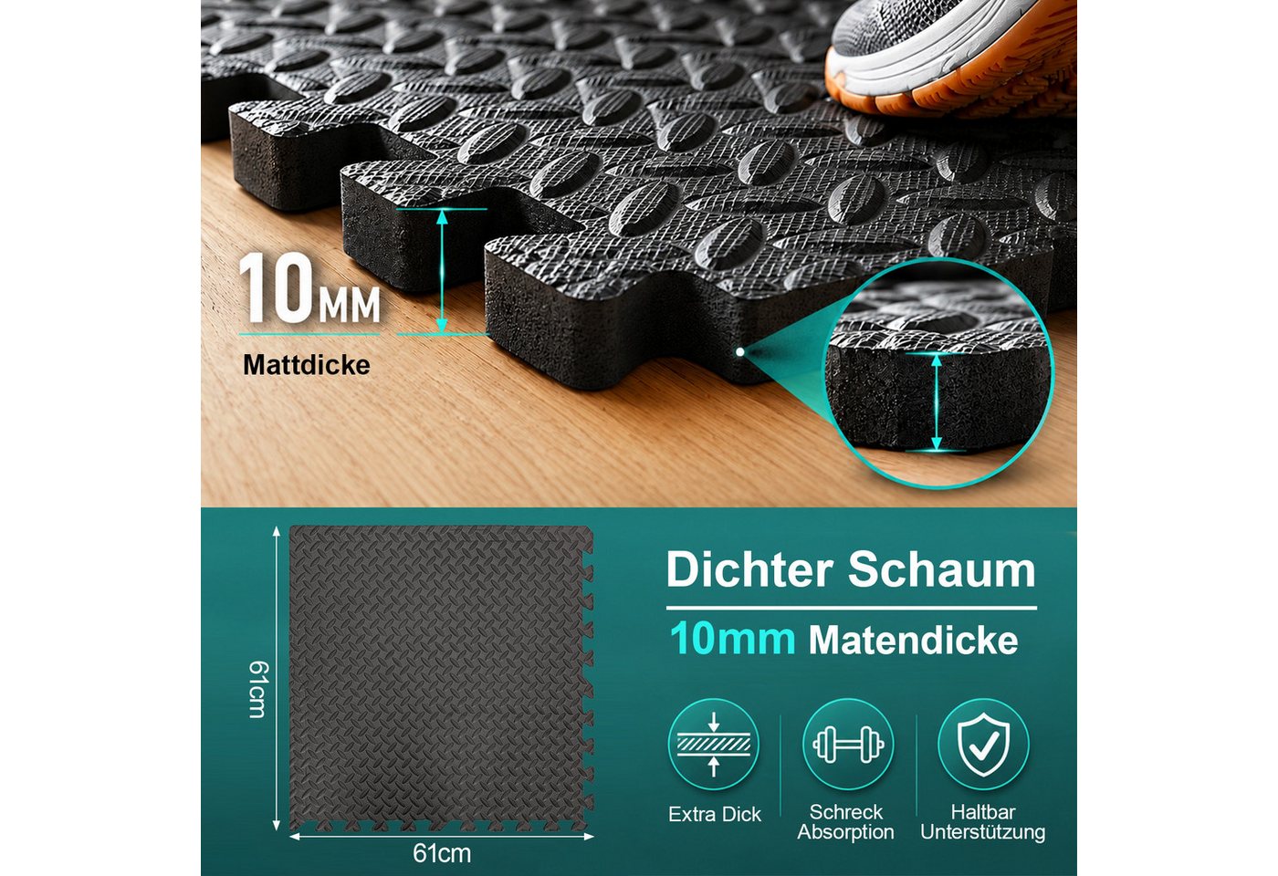 Youyijia Bodenschutzmatte Fitness Bodenschutzmatte Rutschfest Puzzlematte für Homegym Geräte Bild 4