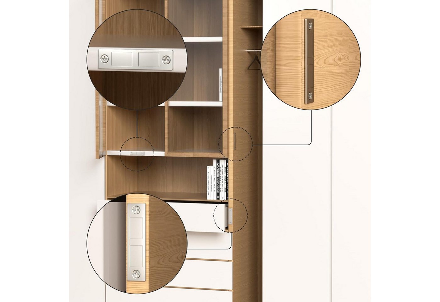 FOUORTUNATE-BEE Haftmagnetschnäpper Möbel-Magnetverschluss – starke, ultradünne Türmagneten im 2er-Pack, Für Schrank, Schublade und Kleiderschrank – magnetischer Türverschluss Bild 4