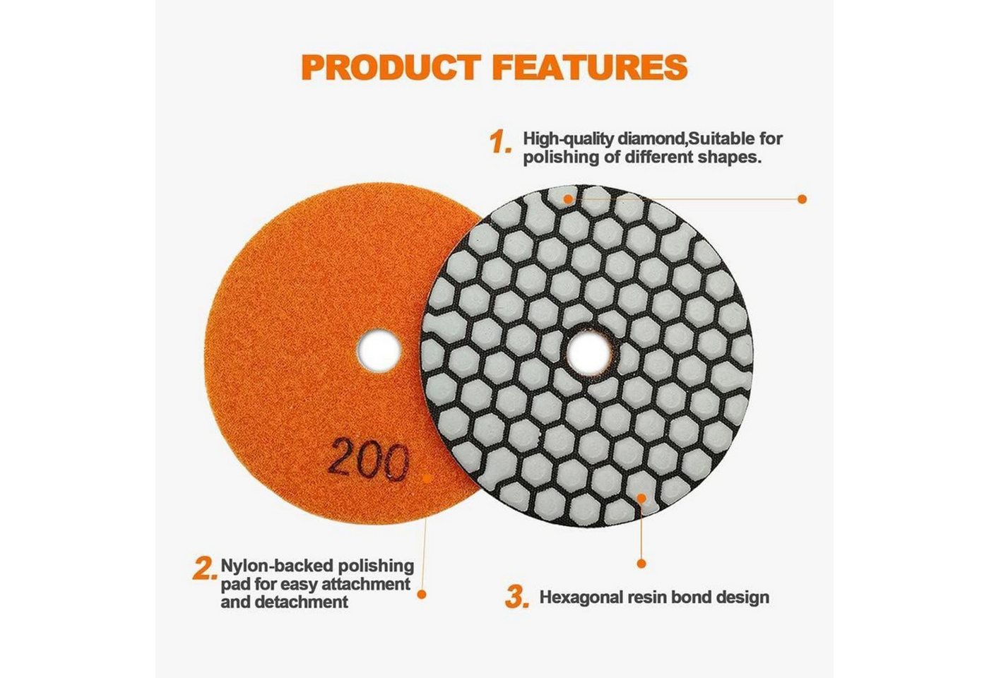 LuxusKollektion Polierscheibe Diamant Polierscheiben Set 100mm M14