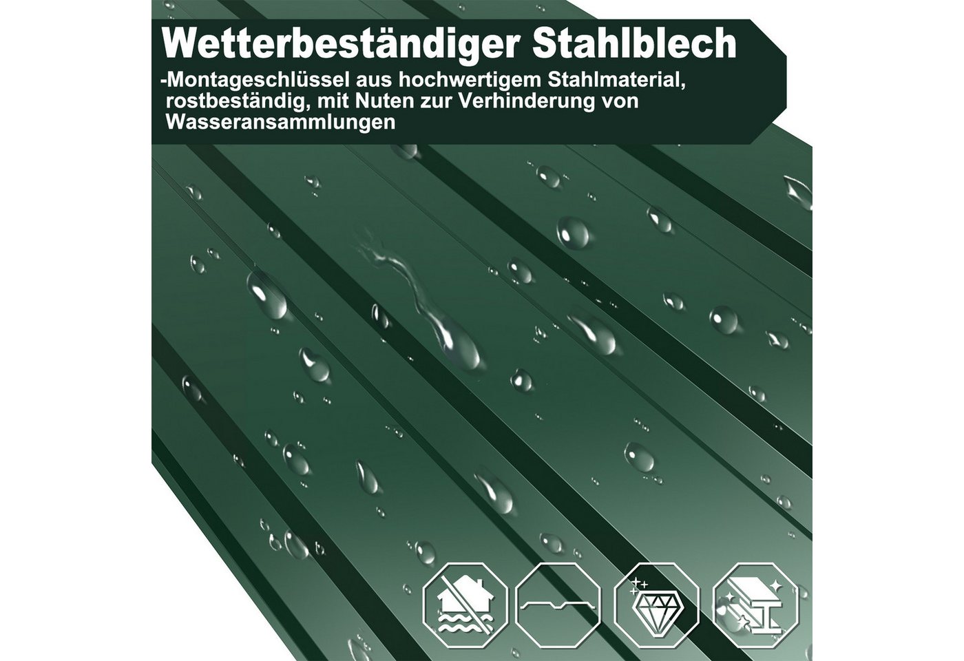 Clanmacy Trapezblech Deckenplatten 36st 115x45cm 18 Wellplatte Dachpaneele Profilblech, 115x45x0.25 mm (Set 36-St) UV-Schutz, Wasserfest, Wetterfest, Rostresistent, Korrosionsbeständig Bild 4