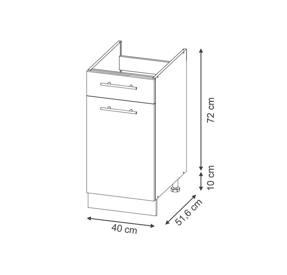 Vicco Unterschrank Fame-Line, Weiß Hochglanz/Weiß, 40 cm ohne Arbeitsplatte (1-St) Bild 5