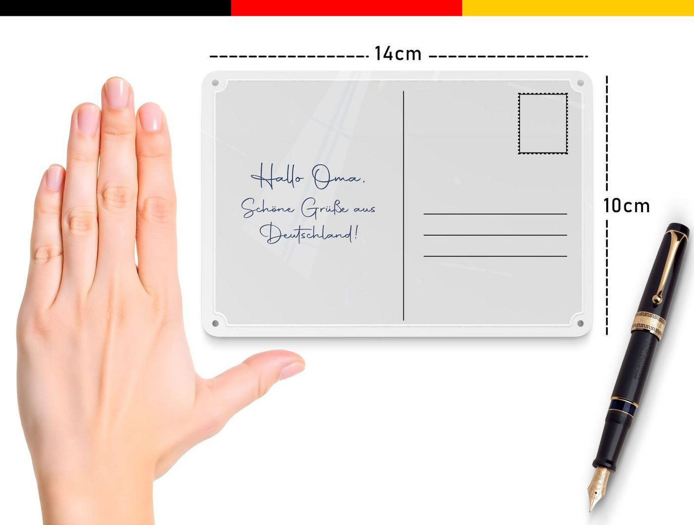 Femer GmbH Postkarte Blechpostkarte Hund 14x10cm Rottweiler hier wache ich, unfrankiert