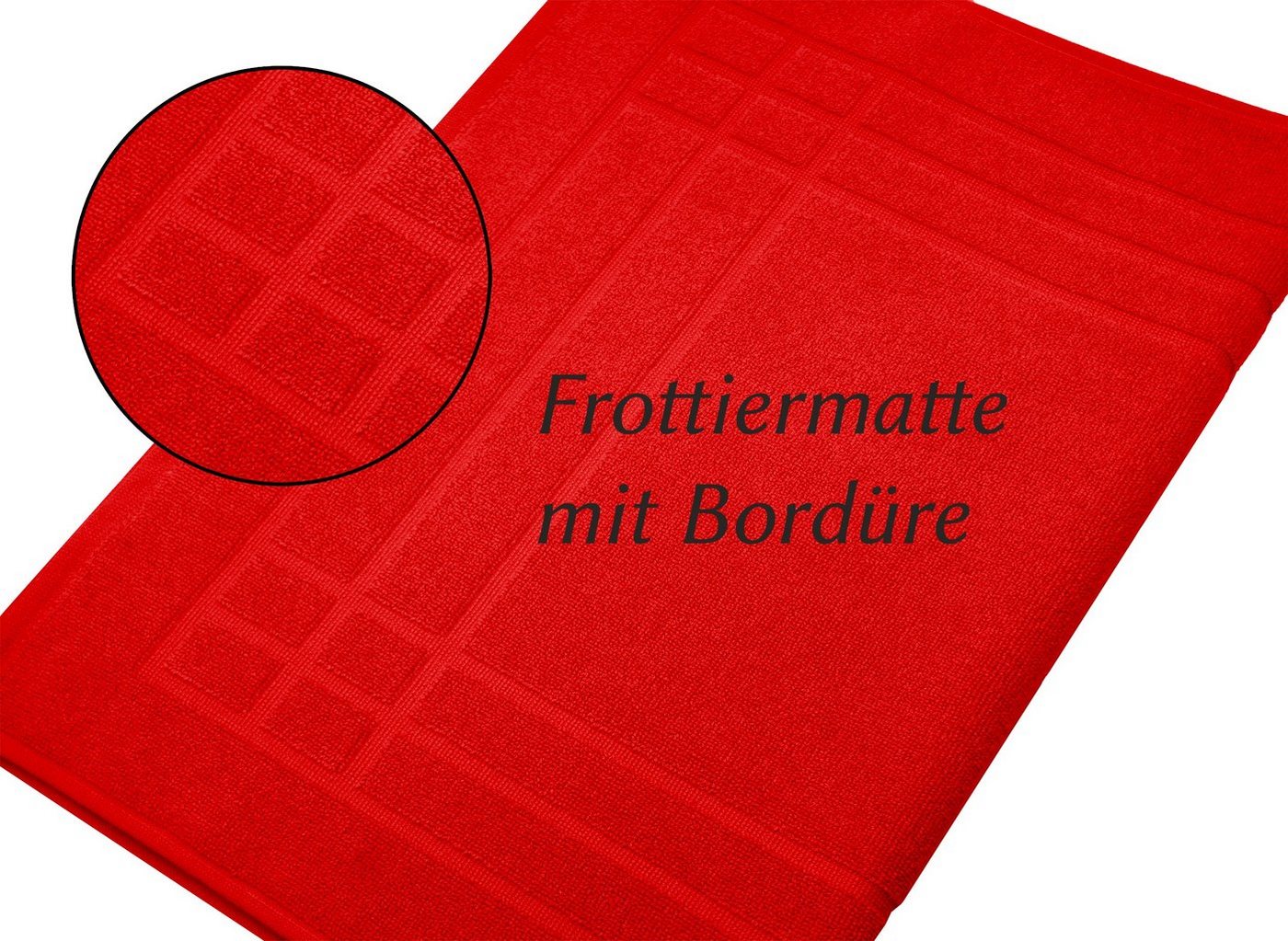 Lashuma Badematte - Duschvorleger, Höhe 5 mm, Frottee, schnell trocknend, Made in Portugal, 450 GSM, extra Saugstark, robuster Aufhänger Mittig, Baumwolle, rechteckig, roter Badvorleger Baumwolle 50x70 cm saugstark