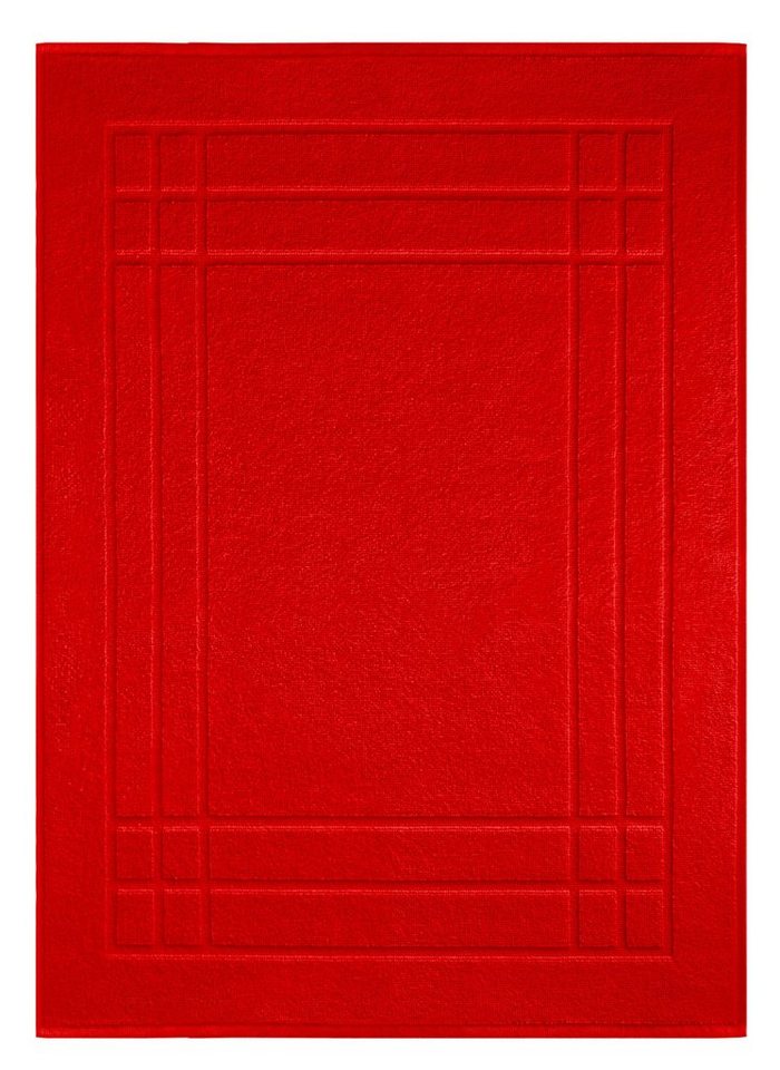 Lashuma Badematte - Duschvorleger, Höhe 5 mm, Frottee, schnell trocknend, Made in Portugal, 450 GSM, extra Saugstark, robuster Aufhänger Mittig, Baumwolle, rechteckig, roter Badvorleger Baumwolle 50x70 cm saugstark Bild 3