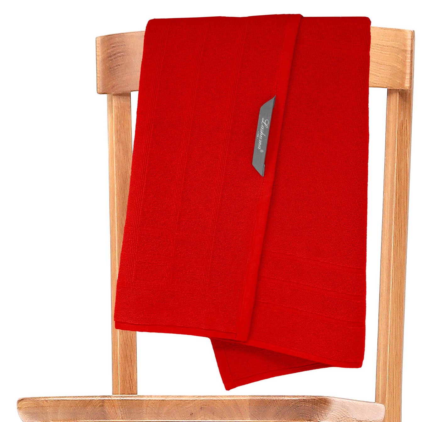 Lashuma Badematte - Duschvorleger, Höhe 5 mm, Frottee, schnell trocknend, Made in Portugal, 450 GSM, extra Saugstark, robuster Aufhänger Mittig, Baumwolle, rechteckig, roter Badvorleger Baumwolle 50x70 cm saugstark Bild 4
