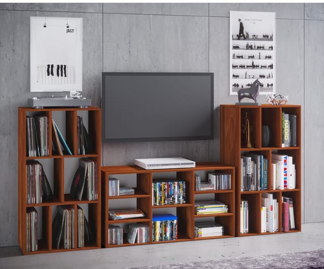 VCM Standregal Bücherregal Schaltino H. 120 x B. 60 x T. 40 cm, Holz Schallplattenregal, Raumteiler, CD DVD Aufbewahrung