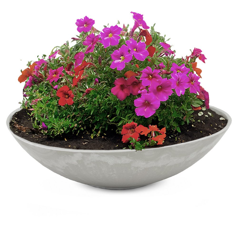 matches21 HOME & HOBBY Blumentopf Pflanzschale für außen Dekoschale rund hellgrau marmoriert 45 cm (1 St), Blumen-Schale als wetterfeste Friedhof-Schale Grab-Schmuck Grabschale