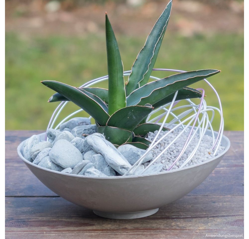 matches21 HOME & HOBBY Blumentopf Pflanzschale für außen Dekoschale rund hellgrau marmoriert 45 cm (1 St), Blumen-Schale als wetterfeste Friedhof-Schale Grab-Schmuck Grabschale Bild 3