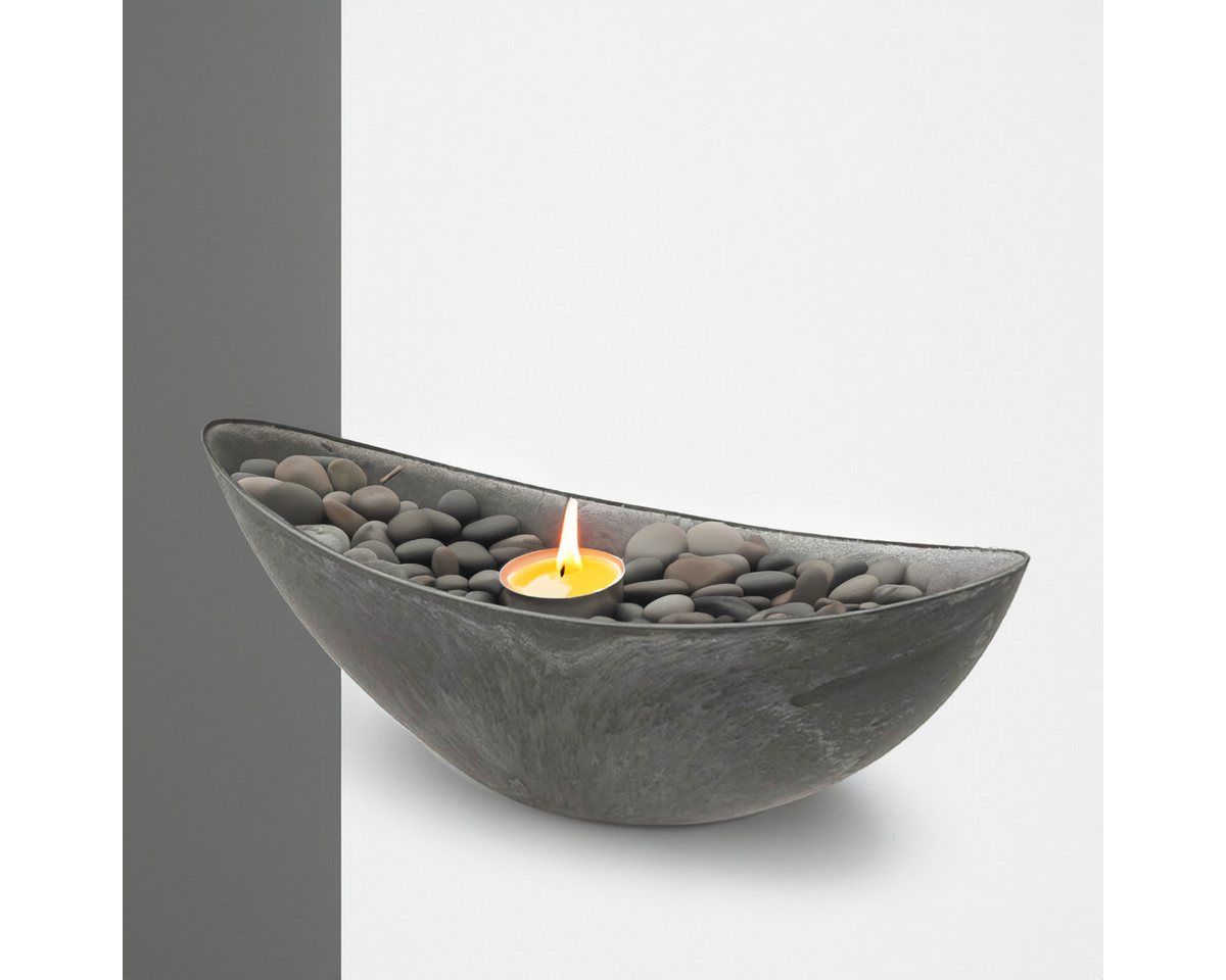 matches21 HOME & HOBBY Blumentopf Große Pflanzschale oval 55 cm für draussen Dekoschale schwarz (1 St), Blumen-Schale als wetterfeste Friedhof-Schale Grab-Schmuck Grabschale
