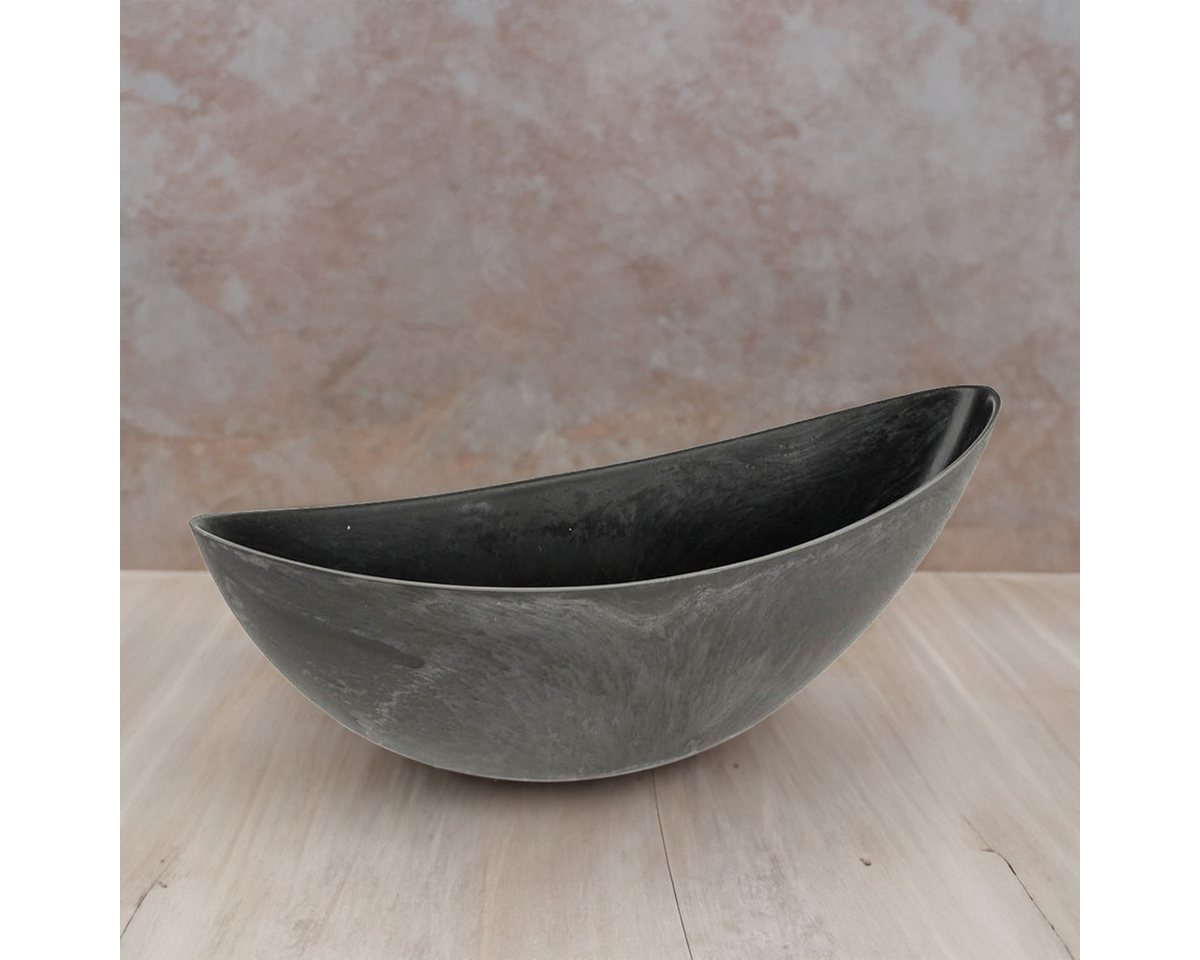 matches21 HOME & HOBBY Blumentopf Große Pflanzschale oval 55 cm für draussen Dekoschale schwarz (1 St), Blumen-Schale als wetterfeste Friedhof-Schale Grab-Schmuck Grabschale Bild 3