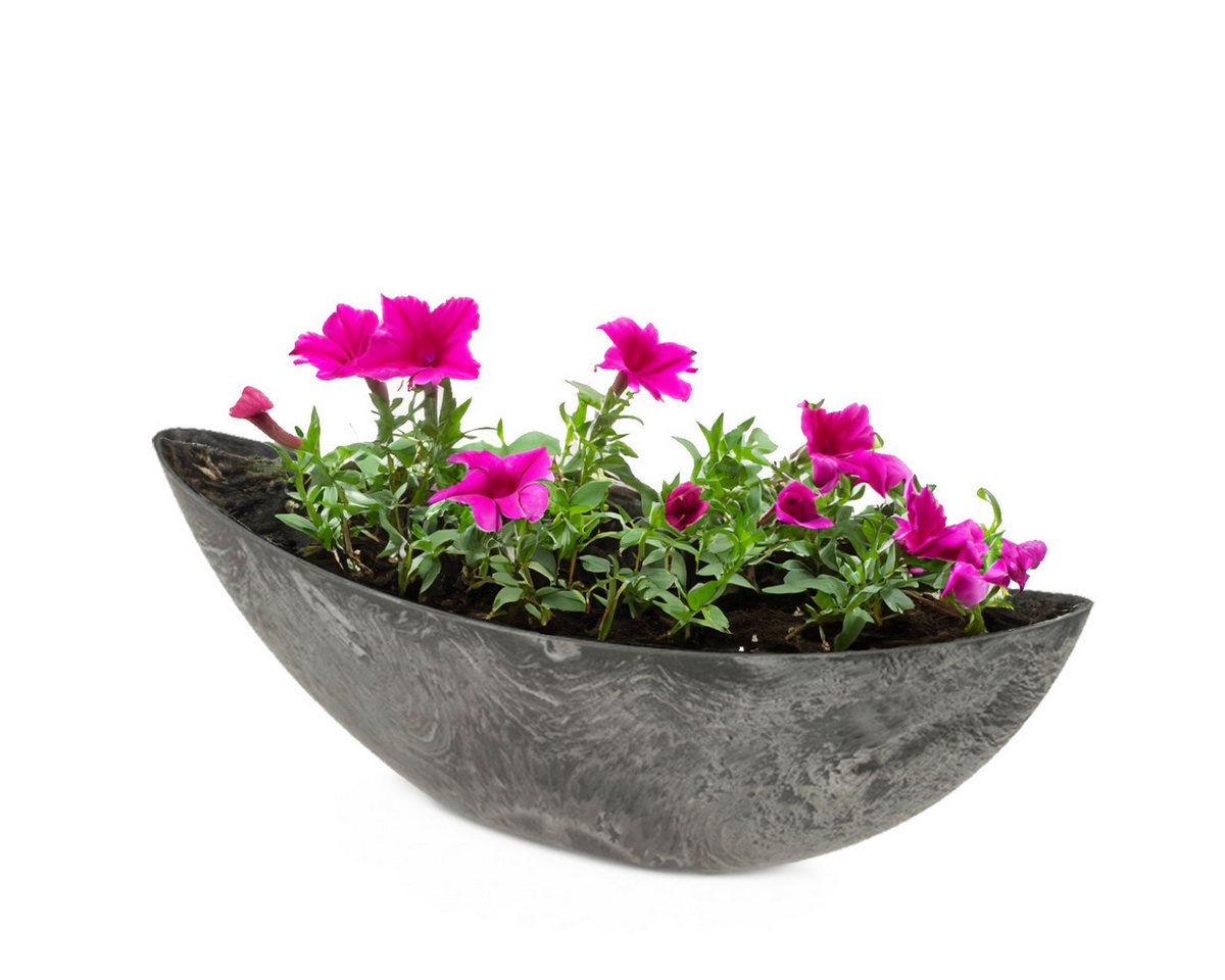 matches21 HOME & HOBBY Blumentopf Große Pflanzschale oval 55 cm für draussen Dekoschale schwarz (1 St), Blumen-Schale als wetterfeste Friedhof-Schale Grab-Schmuck Grabschale Bild 5