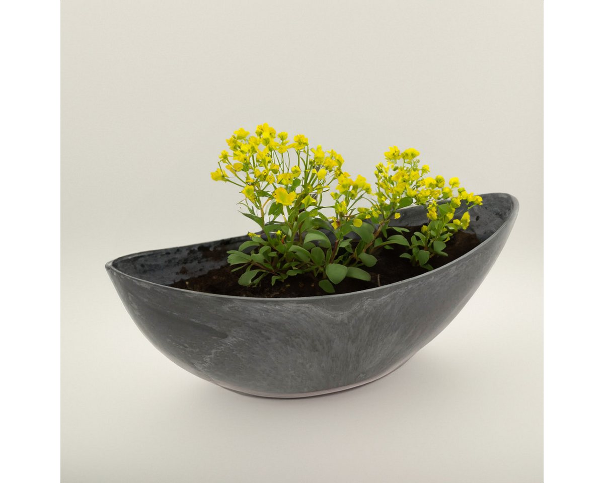 matches21 HOME & HOBBY Blumentopf Große Pflanzschalen oval, schwarz 55 cm für außen (2 St), Wetterfeste Outdoor Blumen-Schalen als Grab-Schmuck Bild 4