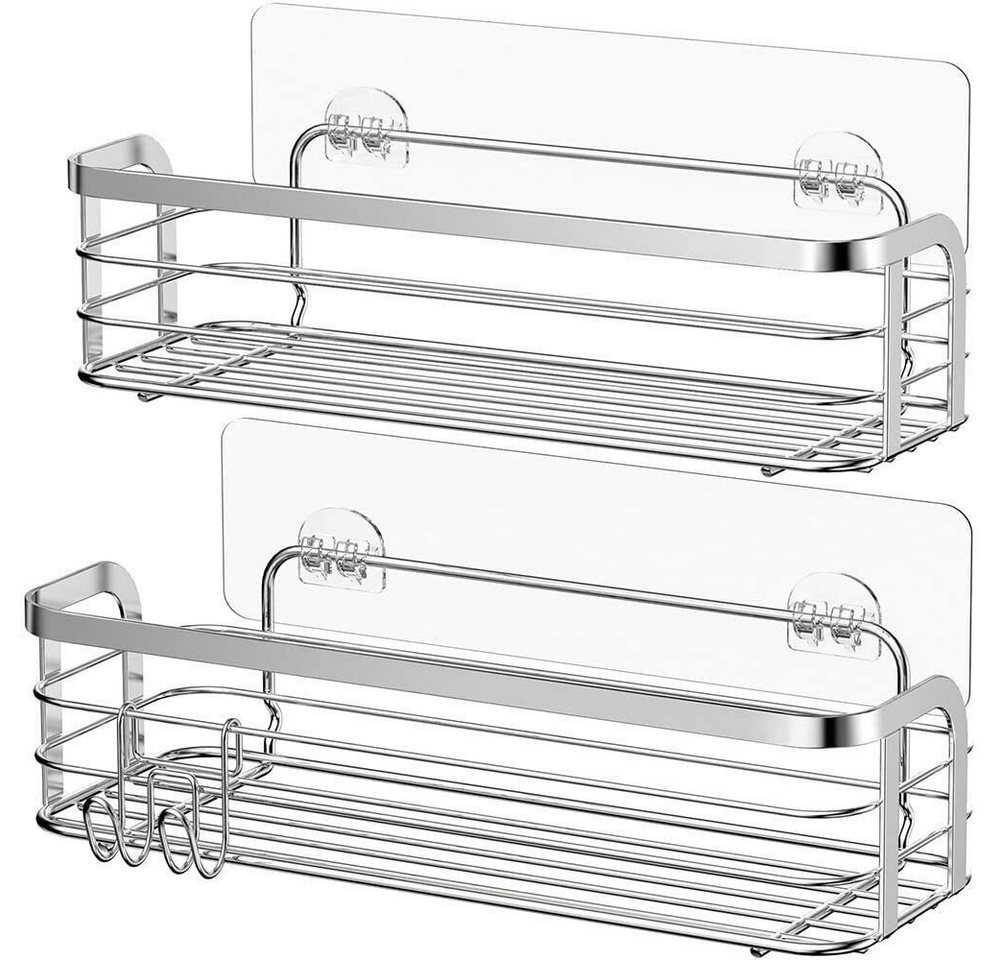 Elegear Duschablage Duschregal ohne Bohren, 2 Stück shampoo halter bad, badregal, 4-tlg., selbstklebend Badezimmer Regal Organizer, Badregal und Küchenregal