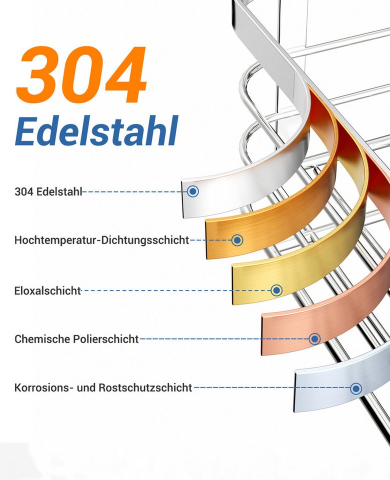 Elegear Duschablage Duschregal ohne Bohren, 2 Stück shampoo halter bad, badregal, 2-tlg., selbstklebend Badezimmer Regal Organizer, Badregal und Küchenregal