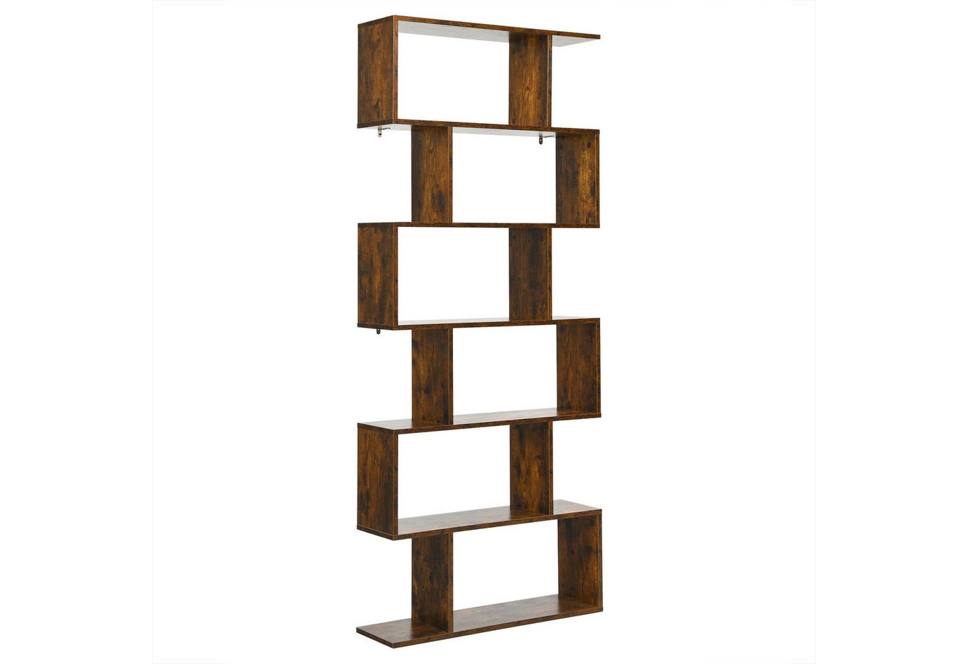 COSTWAY Bücherregal, Standregal mit 6 Fächern, 20 kg/Ebene, 80x23x192cm, braun Bild 3