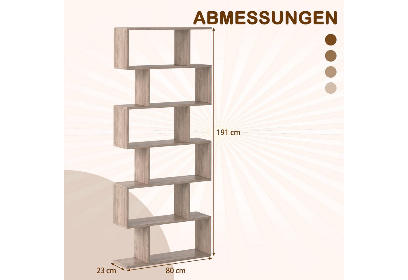 COSTWAY Bücherregal, Standregal mit 6 Fächern, 20 kg/Ebene, 80x23x192cm, grau Bild 4