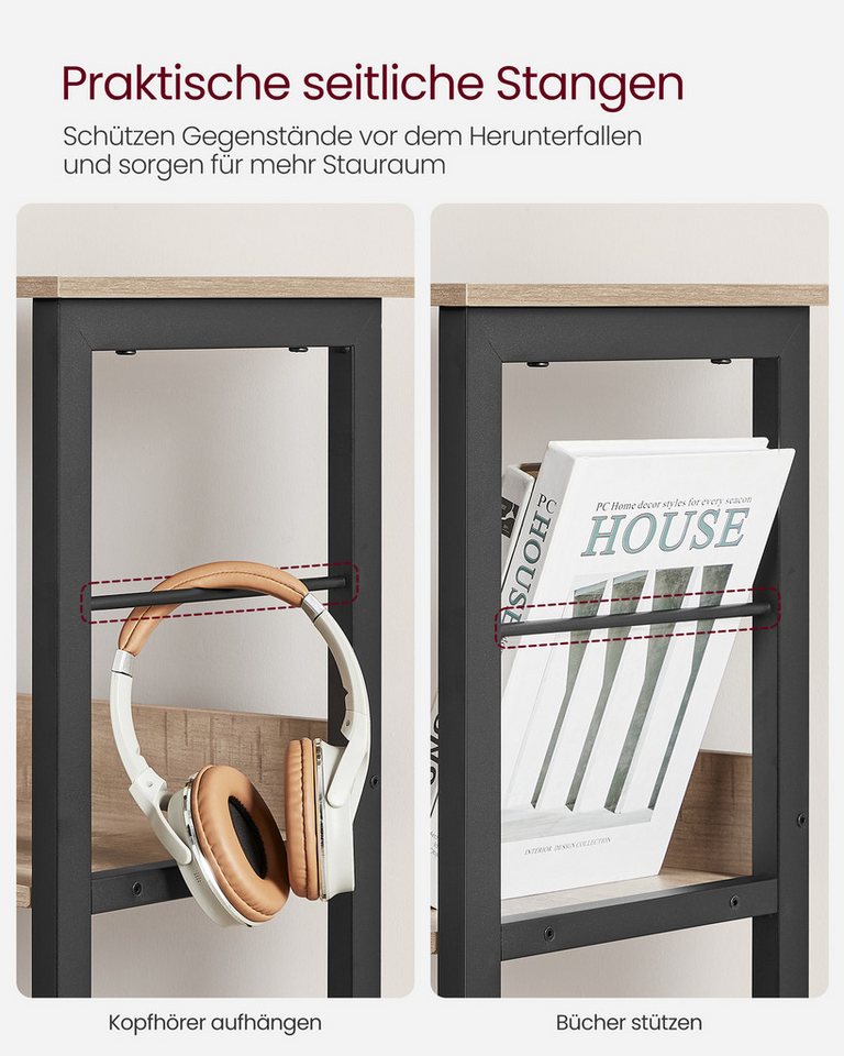 VASAGLE Bücherregal für Wohnzimmer, Schlafzimmer, Arbeitszimmer, Küche, Regal mit 2 Ebenen, Standregal mit 6 Fächern, 33 x 120 x 80 cm Bild 4