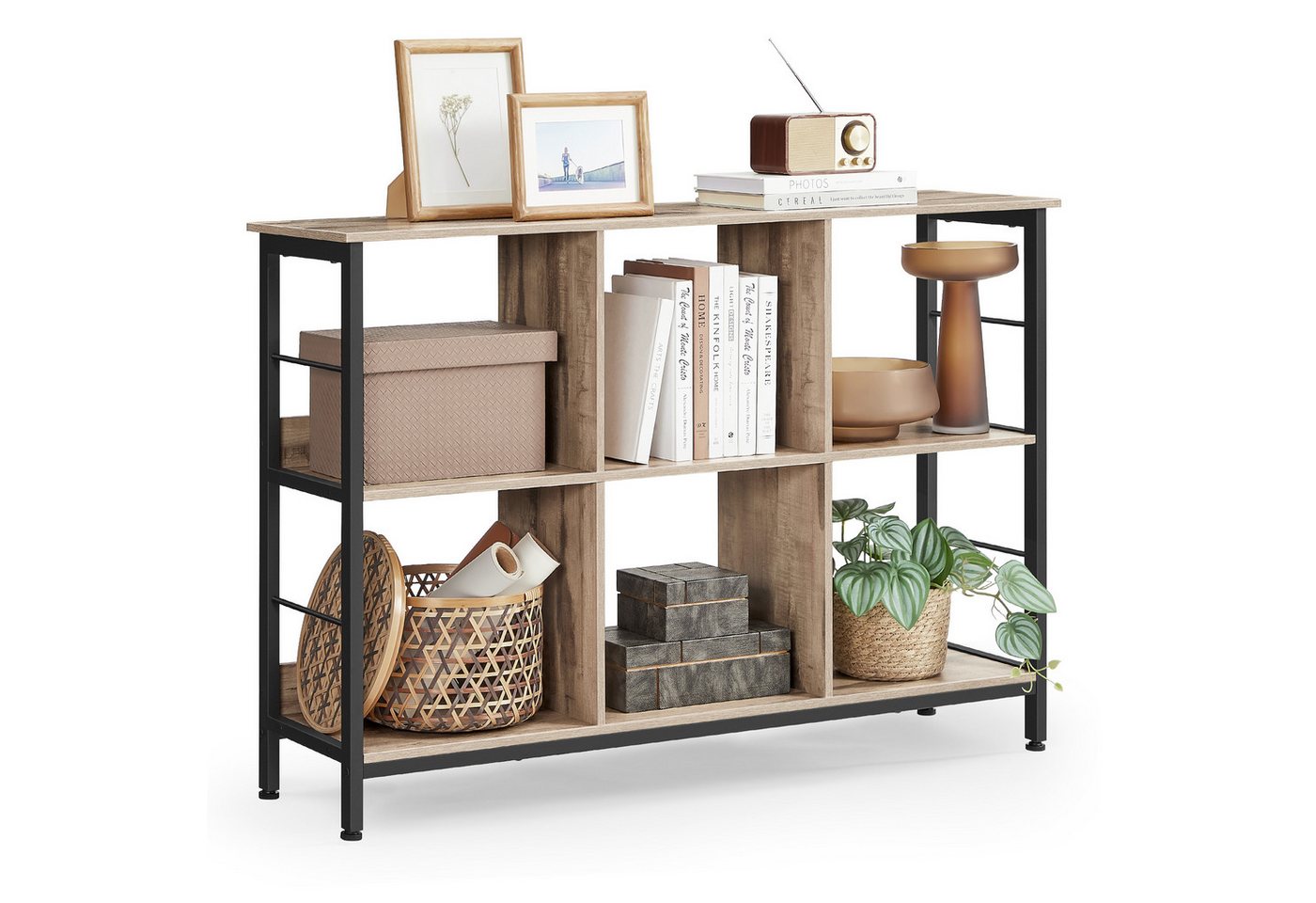 VASAGLE Bücherregal für Wohnzimmer, Schlafzimmer, Arbeitszimmer, Küche, Regal mit 2 Ebenen, Standregal mit 6 Fächern, 33 x 120 x 80 cm Bild 5