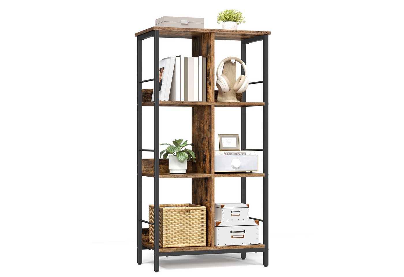 VASAGLE Bücherregal für Wohnzimmer, Schlafzimmer, Arbeitszimmer, Küche, Regal mit 3 Ebenen, Standregal mit 6 Fächern, 30 x 60 x 114 cm Bild 3