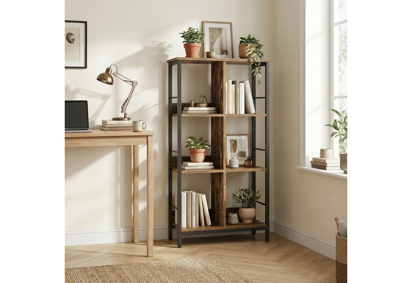 VASAGLE Bücherregal für Wohnzimmer, Schlafzimmer, Arbeitszimmer, Küche, Regal mit 3 Ebenen, Standregal mit 6 Fächern, 30 x 60 x 114 cm Bild 4