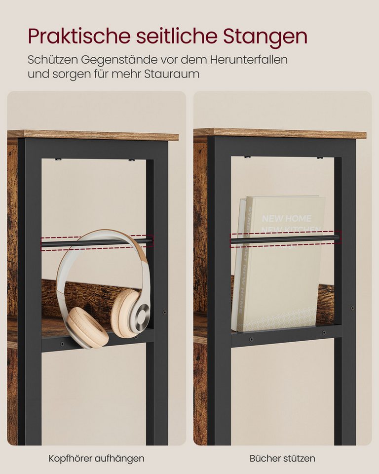 VASAGLE Bücherregal für Wohnzimmer, Schlafzimmer, Arbeitszimmer, Küche, Regal mit 3 Ebenen, Standregal mit 6 Fächern, 30 x 60 x 114 cm Bild 5