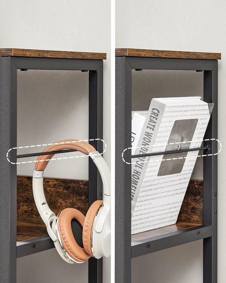 VASAGLE Bücherregal für Wohnzimmer, Schlafzimmer, Arbeitszimmer, Küche, Regal mit 3 Ebenen, Standregal mit 9 Fächern, 33 x 100 x 103.1 cm Bild 4
