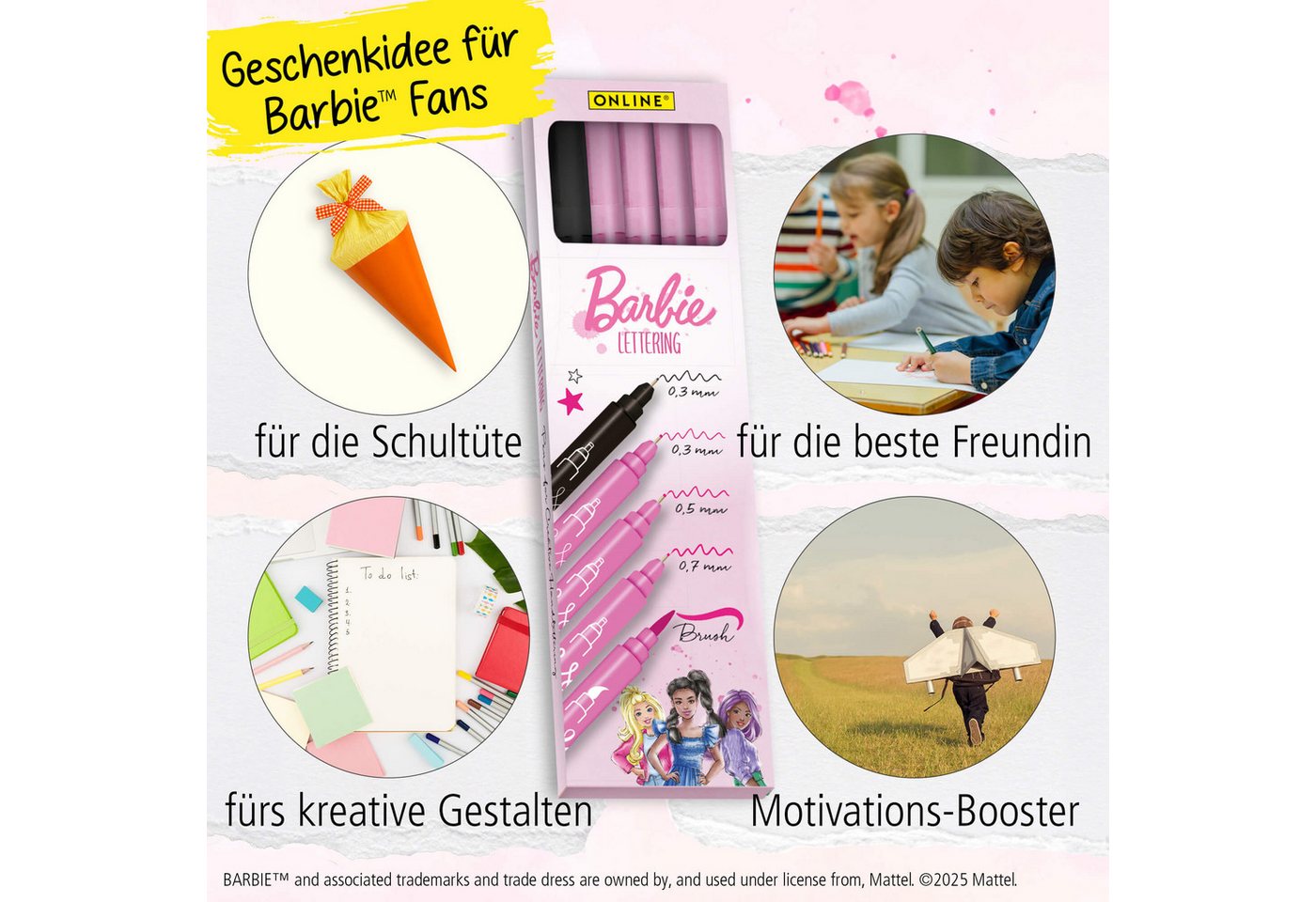 Online Pen Fineliner Pink Lettering, mit Brush Pen, Kalligrafie Pen und Fineliner Bild 2