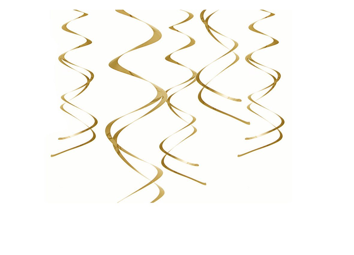 partydeco Wimpelkette, Spiralgirlande 60cm Deckenhänger 5er Set gold metallic