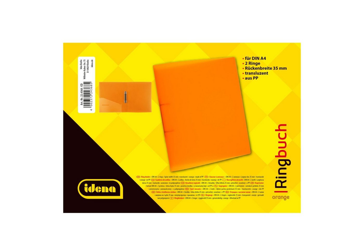 Idena Hefter Idena 224368 - Ringbuch DIN A4, aus PP, 2 Ringe, 35 mm Rückenbreite Bild 4