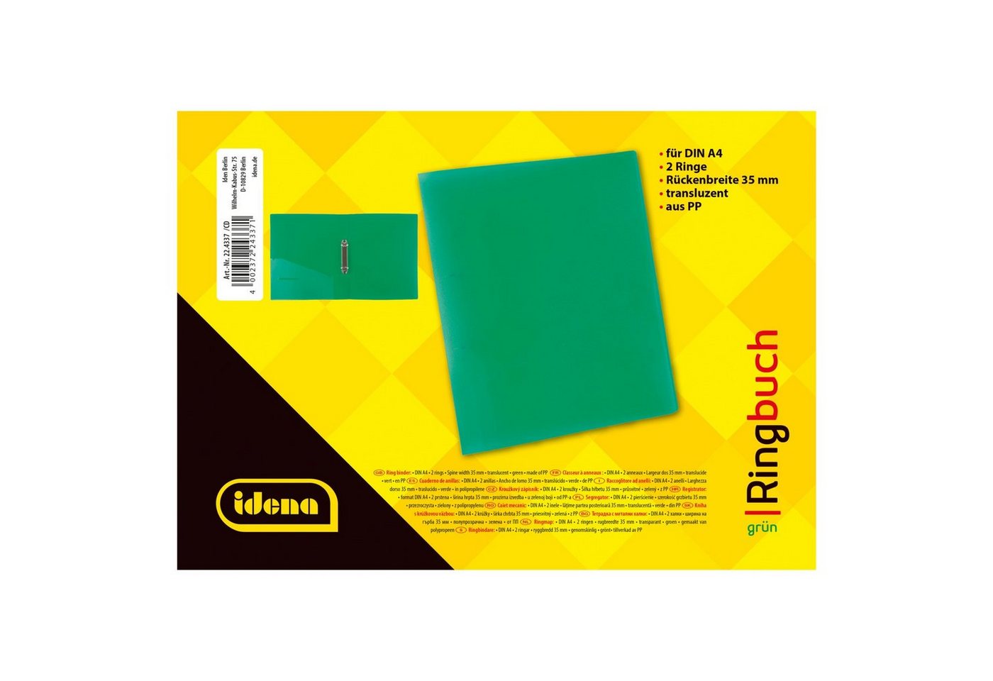 Idena Hefter Idena 224337 - Ringbuch DIN A4, aus PP, 2 Ringe, 35 mm Rückenbreite Bild 4