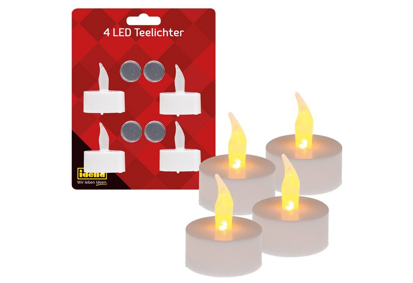 Idena LED-Kerze Idena 408998 - LED Teelichter, 4 Stück in Warmweiß, elektrische Kerzen, Flackerfunktion Bild 3