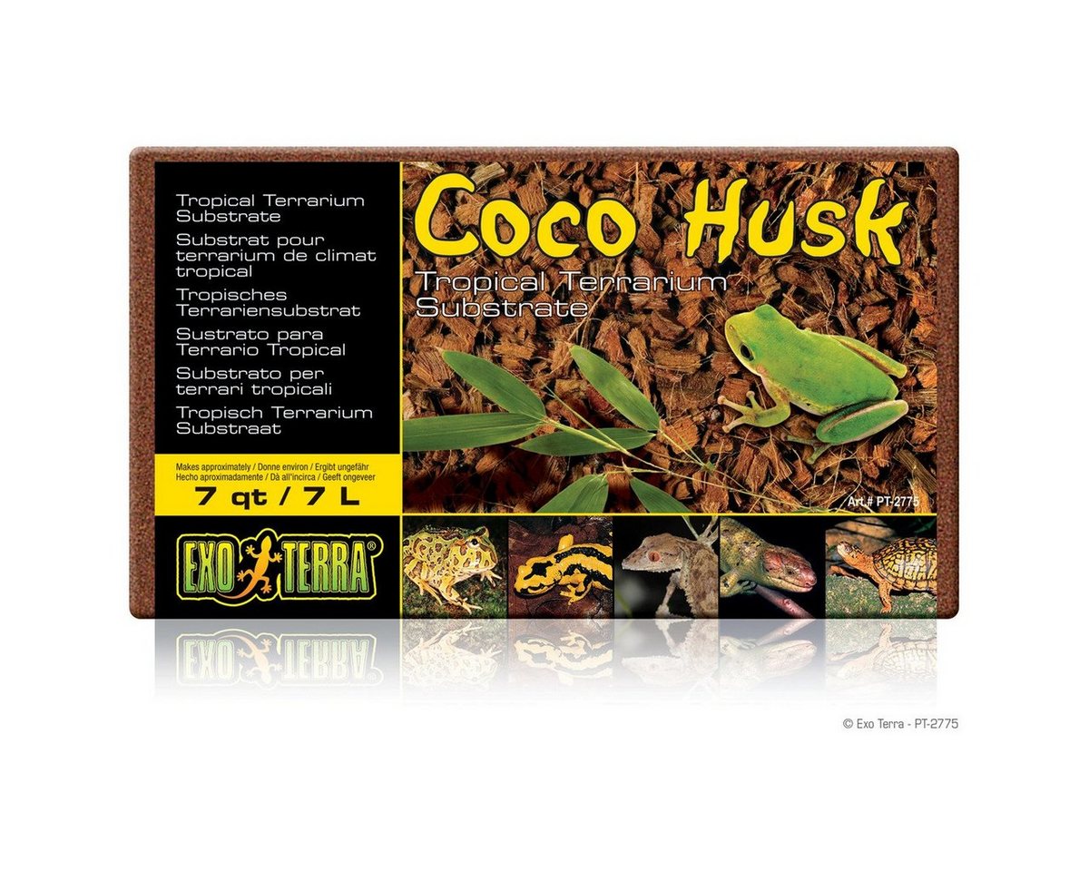 Exo Terra Terrarien-Substrat Coco Husk - tropisches Terrarium-Substrat (Kokoschips Brikett) 7 l
