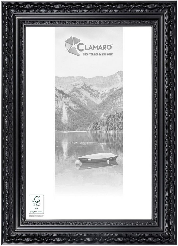 Clamaro Bilderrahmen, Bilderrahmen 'OTTO' CLAMARO Antik Massivholz Schwarz Matt