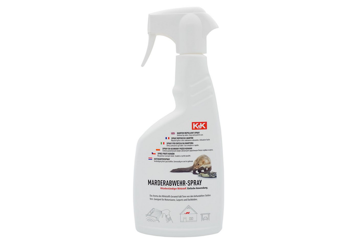 K&K MARDERSCHUTZ Marderspray Marder Abwehr Spray, 500 ml, Sprühflasche, zuverlässiger Wirkstoff zur Abwehr von Mardern Bild 2
