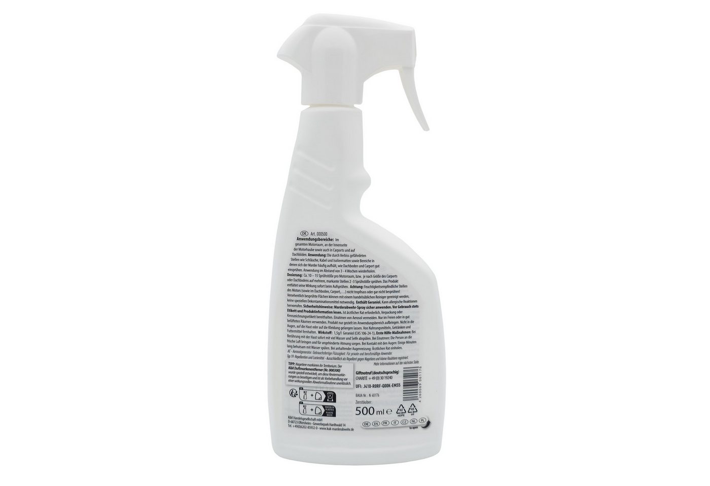 K&K MARDERSCHUTZ Marderspray Marder Abwehr Spray, 500 ml, Sprühflasche, zuverlässiger Wirkstoff zur Abwehr von Mardern Bild 3