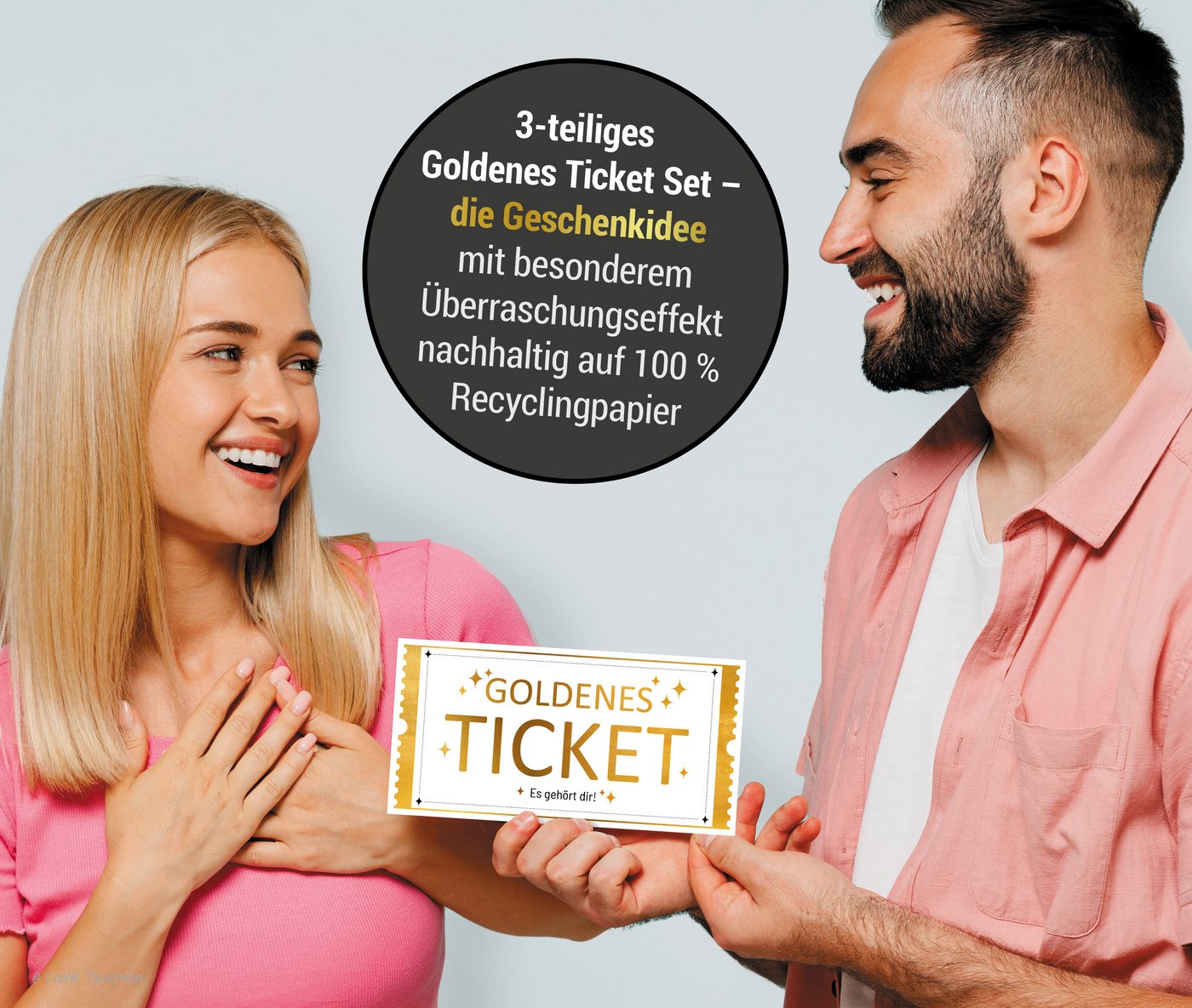 Frank Paperman Geschenkkarte Set Goldenes Ticket Gutschein mit Umschlag & Rubbelaufkleber, 100 % Recyclingpapier, hochwertige Rubbelkarten zum selber beschriften Bild 2