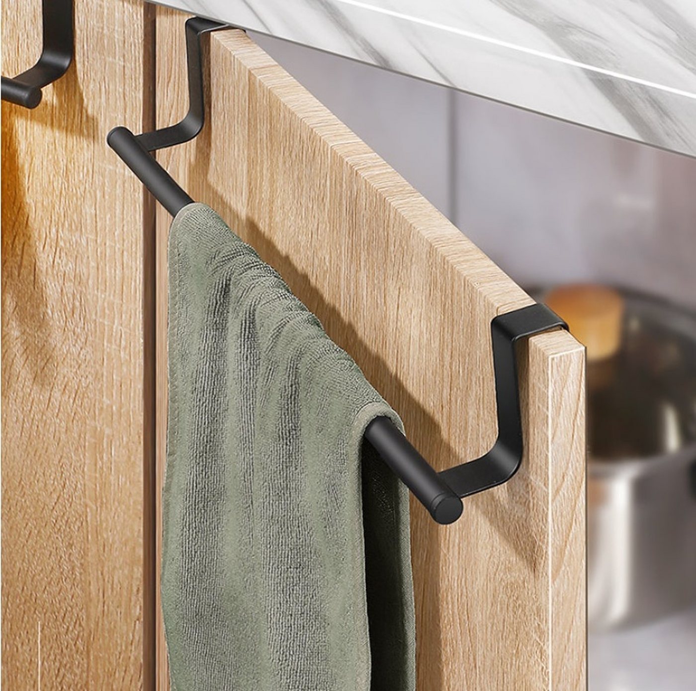 BAYLI Türgarderobe Geschirrtuchhalter zum Einhängen, Küchenhandtuchhalter für Schranktür