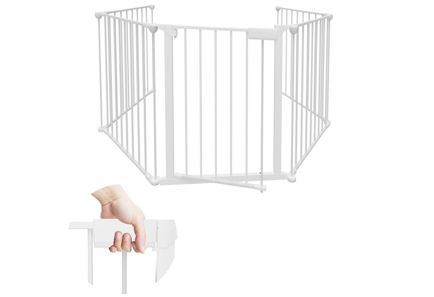 Clanmacy Kamingitter Kaminschutzgitter mit Tür 310cm,5teilig,Weiß, Metall,für Kinder&Tiere (1-tlg)