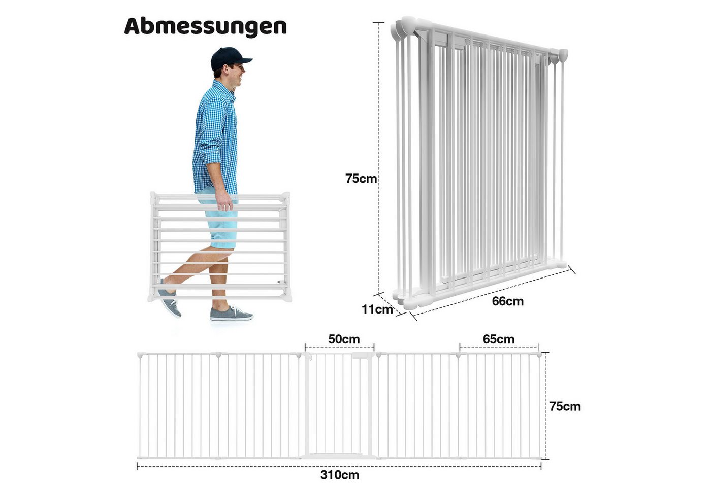 Clanmacy Kamingitter Kaminschutzgitter mit Tür 310cm,5teilig,Weiß, Metall,für Kinder&Tiere (1-tlg) Bild 2