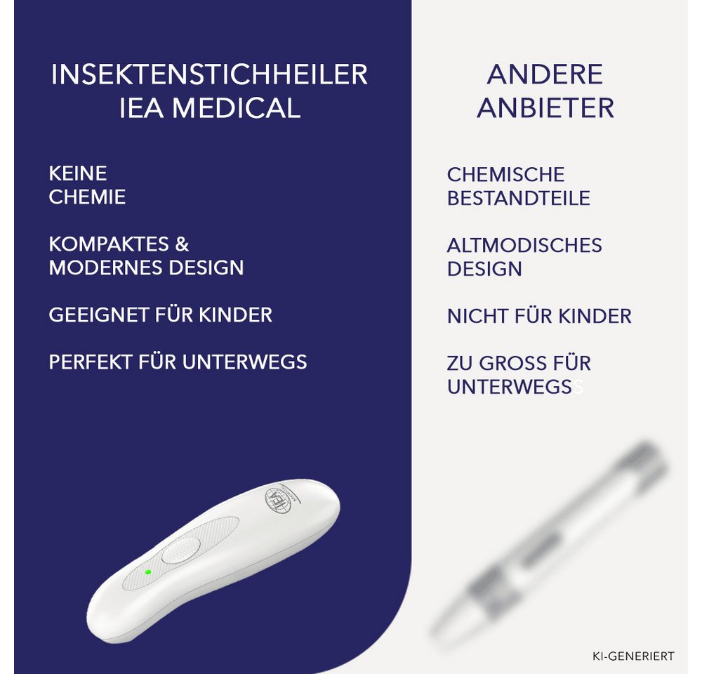 IEA Medical Insektenstichheiler 2er Set Elektrischer Stichheiler Batterie, 2 Modi, kompakt, 2er Set, Wärmeanwendung, ohne Chemie & Cremes, kompakt für Reise und Alltag Bild 5