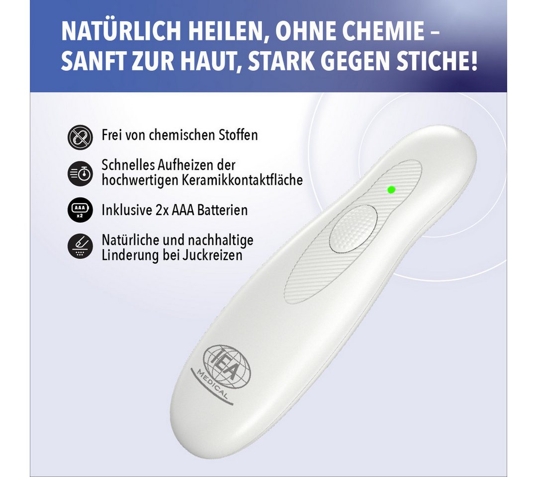 IEA Medical Insektenstichheiler CH3000B Bundle inkl. Schutztasche - Medizinprodukt, wiederaufladbar, Set - Stichheiler und Tasche, Wärmeanwendung, bis zu 200 Anwendungen pro Ladung, ohne Chemie Bild 5