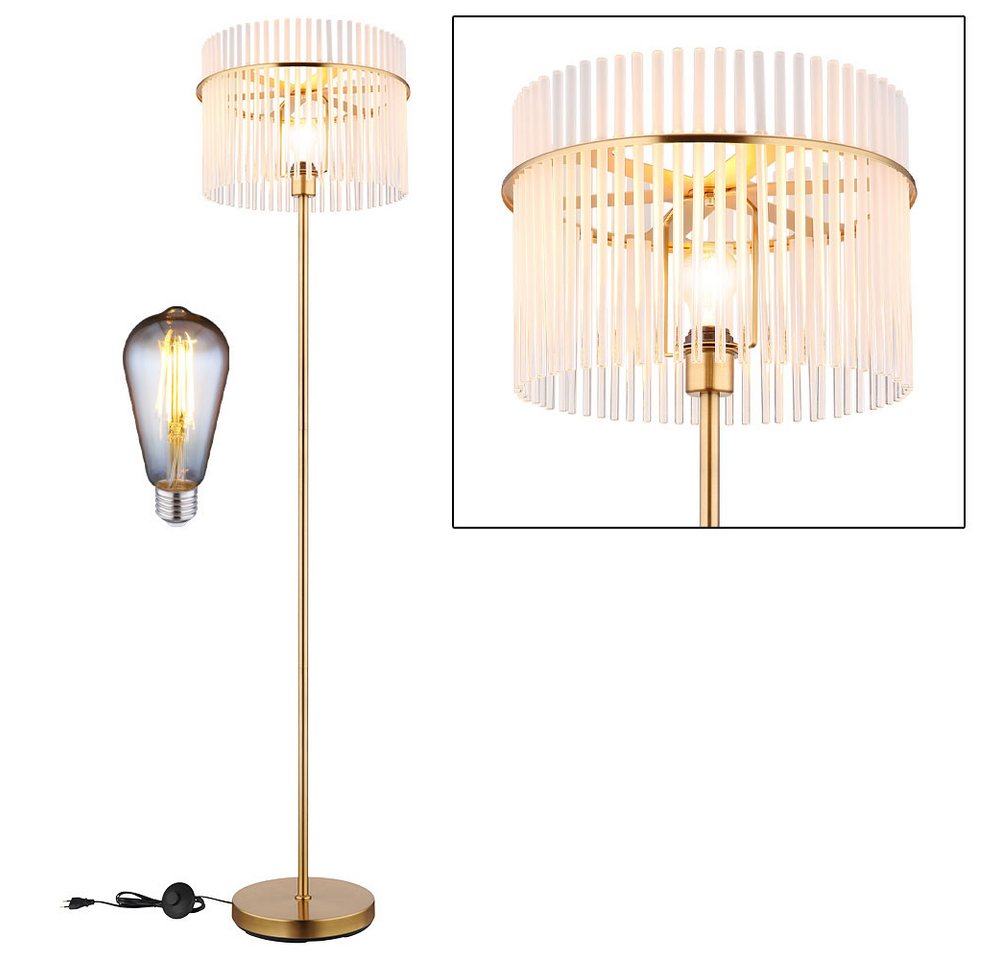 GLOBO LIGHTING LED Stehlampe, Leuchtmittel inklusive, Warmweiß, Stehleuchte Standlampe Glasstäbe gold klar opal LED Wohnzimmerleuchte Bild 2